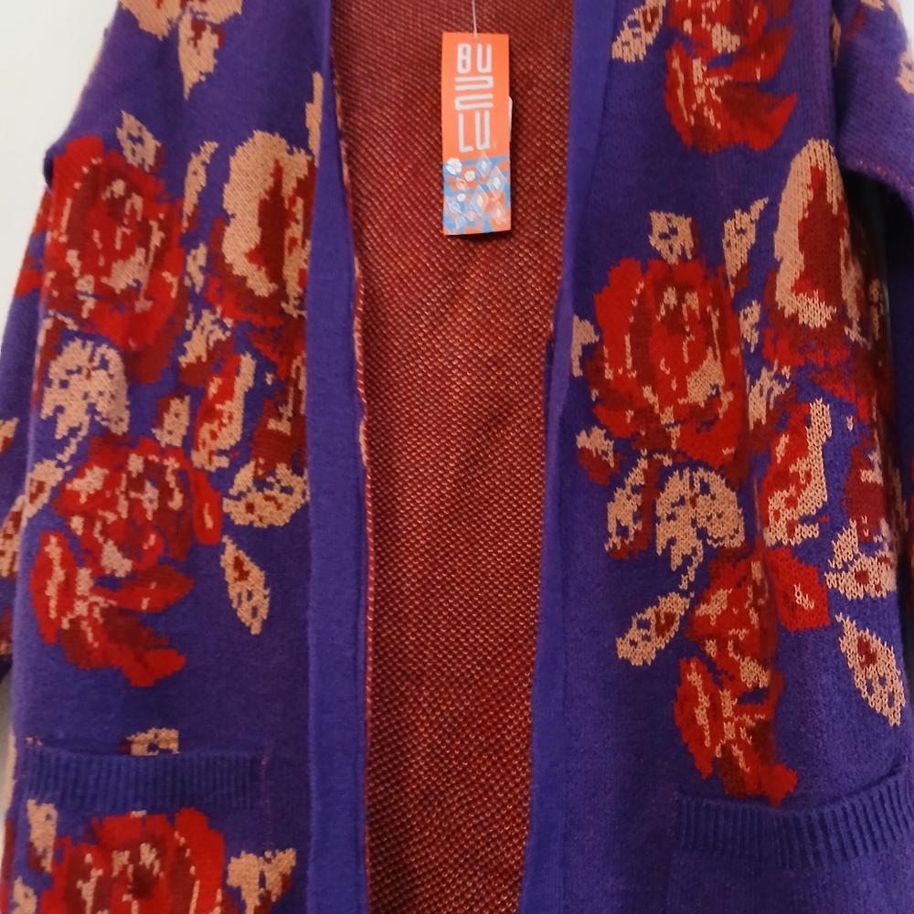 Bunulu woman, floral cardigan size S New With Difect - Picture 7 of 13